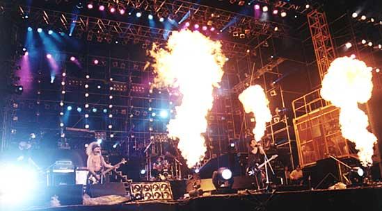 Opposition Party at rock festival with pyrotechnics